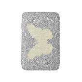 Witte lace Butterfly on Silver Glitter Bath Mat (Voorkant Verticaal)