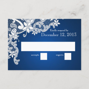 Witte Lace Trouwantwoord Sapphire RSVP Kaartje
