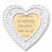 Witte Laced Heart Lijst Valentijnsdag Sticker (Voorkant)