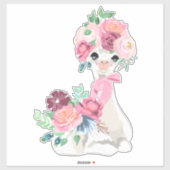 Witte lama met roze bloemen sticker (Vel)
