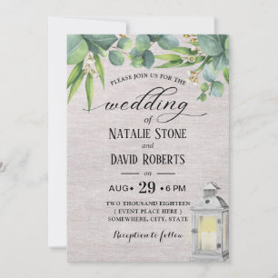 witte lantaarn Elegant Foliage Wedding Kaart
