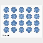 Witte laurierkrans op blauw Afstuderen Ronde Sticker (Vel)