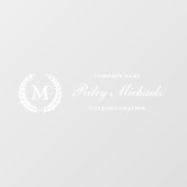 Witte lauwerkrans Elegante monogram naam titel Raamsticker (Vel)