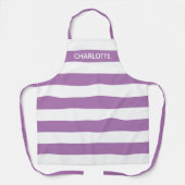 Witte lavender strepen aangepaste monogram naam schort (Voorkant)