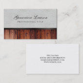 Witte leder Rustisch hout en elegante tekst Visitekaartje (Voorkant / Achterkant)