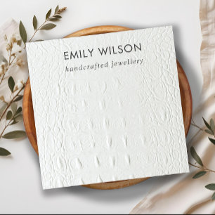 Witte Lederen Textuur Blank Sieraden Display Kaart Vierkante Visitekaartje