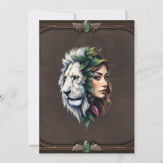 Witte leeuw en vrouw kaart (Achterkant)