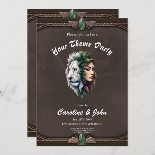 Witte leeuw en vrouw kaart (Voorkant / Achterkant)