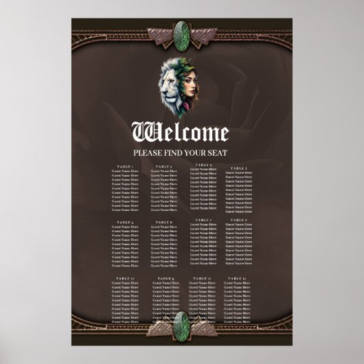 Witte leeuw en vrouw poster (Voorkant)