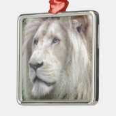 Witte leeuw metalen ornament (Links)