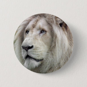 Witte leeuw ronde button 5,7 cm