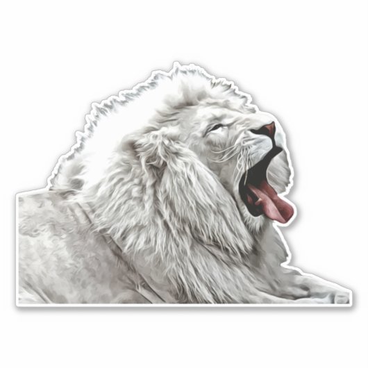 Witte leeuwenkop oerwouden digitale kunstschilder sticker (Voorkant)