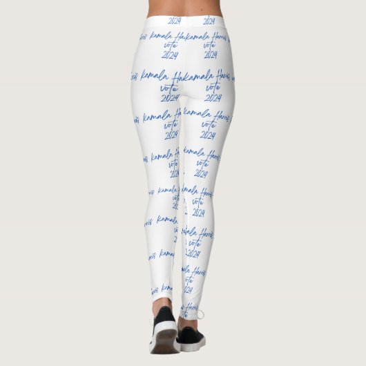 Witte Leggings Kamala Harris Blue Font (Achterkant)