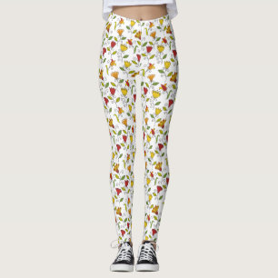 Witte leggings met een kleurrijk bloemenpatroon
