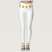 Witte Leggings met geel bloemontwerp (Voorkant)