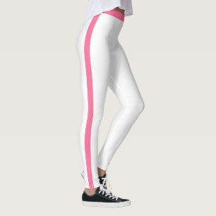 Witte Leggings met Roze Zijstreep Kies Kleuren