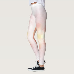Witte leggings met subtiele roze en gele pasteltin