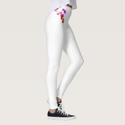 Witte leggins met orchideeënprint leggings (Rechts)