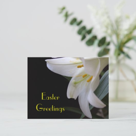 witte lelie bloem Pasen groeten Feestdagenkaart (Staand voorkant)