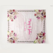 Witte lelie bloem roze marmeren trouw achtergrond wandkleed (Voorkant (horizontaal))