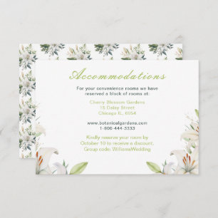 Witte lelie bloemen bruiloft informatiekaartje