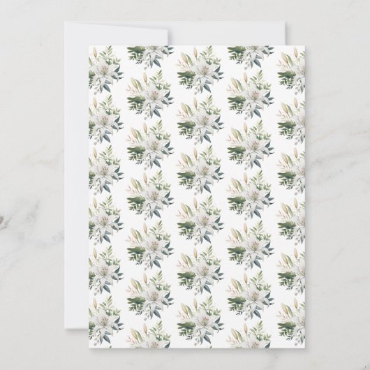 Witte lelie bloemen bruiloft save the date (Achterkant)