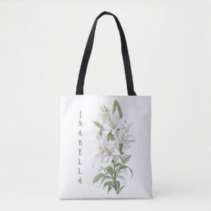 Witte Lelie Bloemen gepersonaliseerd Draagtas