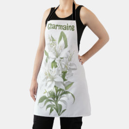 Witte Lelie Bloemen gepersonaliseerd Schort