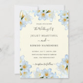 Witte Lelie bloemen ingelijst bruiloft uitnodiging (Voorkant)