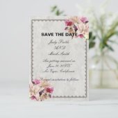 Witte Lelie Bloemige Marmeren Save The Date Kaart (Staand voorkant)