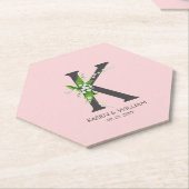 Witte lelie boeket bloemig monogram onderzetter va (Schuin)