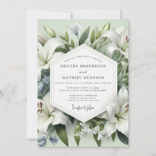 Witte Lelie Botanische Elegantie Trouw Kaart