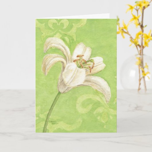 Witte Lelie Elegance Blank Note Kaart elke gelegen (Gele Bloem)