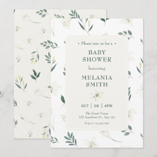 Witte lelie floral baby shower kaart