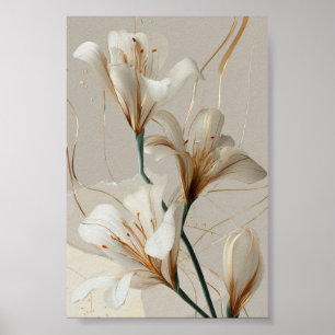 Witte Lelie Goud Minimalistische Elegante Neutrale Poster