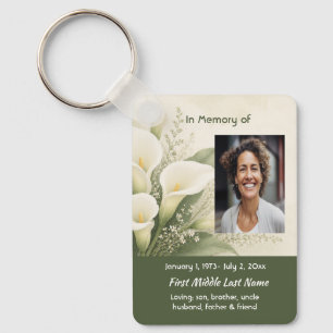 Witte Lelie Herdenkingsgebedskaart Foto Aandenken Sleutelhanger