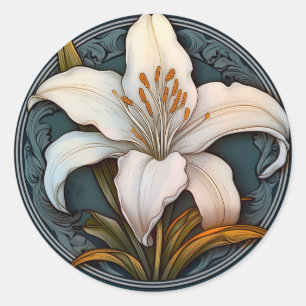 Witte lelie ronde sticker