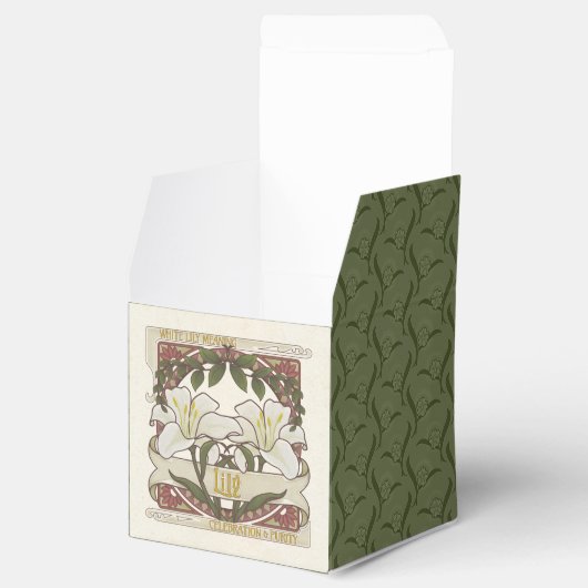 Witte Lelie: stijl donkergroen patroonrug Bedankdoosjes (Geopend)