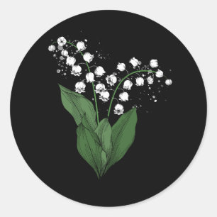 Witte Lelie van de Vallei Lente Bloem Waterverf Ronde Sticker
