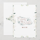 Witte Lelie Watercolor Save the Date Uitnodiging (Voorkant / Achterkant)