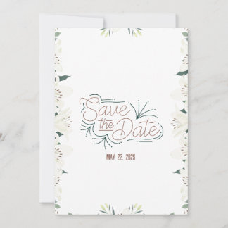 Witte Lelie Waterverf Save-the-Date Uitnodiging