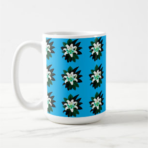 Witte leliebloem met donkergroene bladeren koffiemok