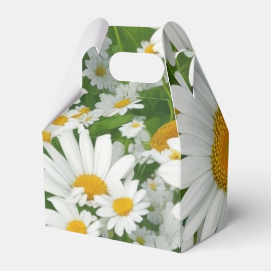 Witte lente bloemenwitte madeliefjes groen bedankdoosjes (Achterkant)