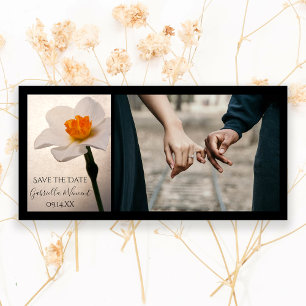 Witte Lentebloem Narcis Trouwen Save the Date Foto
