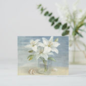 Witte lenzen en schelpen briefkaart (Staand voorkant)