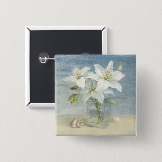 Witte lenzen en schelpen vierkante button 5,1 cm (Voorkant /achterkant)