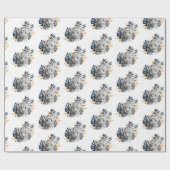 Witte Leopard Blauwe Tropische bladeren Cadeaupapier (Vlak)