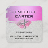 Witte Leren Glamour Kus Salon Stylist Vierkante Visitekaartje (Voorkant)