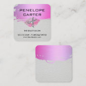 Witte Leren Glamour Kus Salon Stylist Vierkante Visitekaartje (Voorkant / Achterkant)