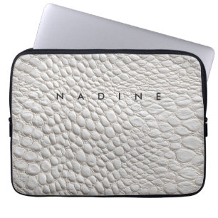 Witte leren textuur laptop sleeve